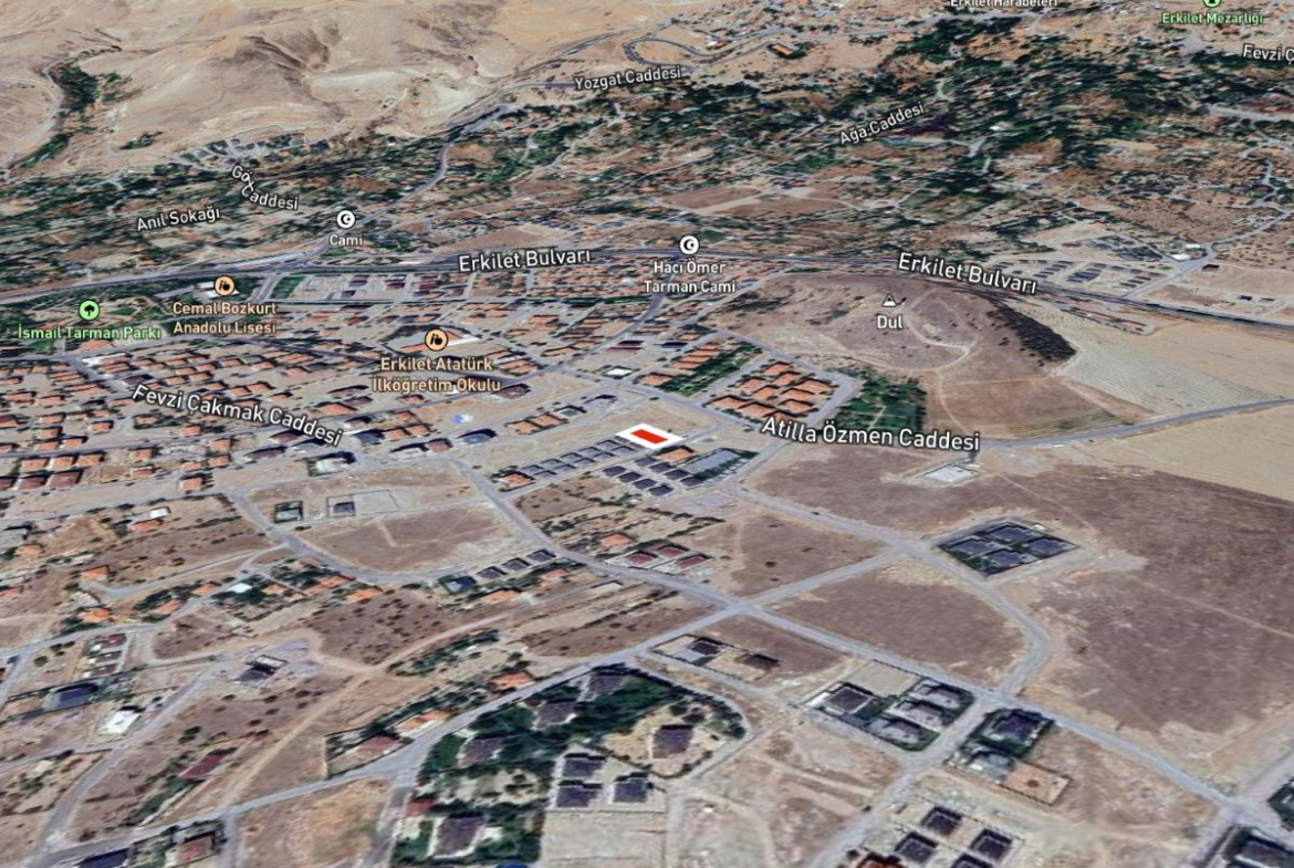 Erkilet General Emir Mah. de Satılık 659 m2 Villa Parseli