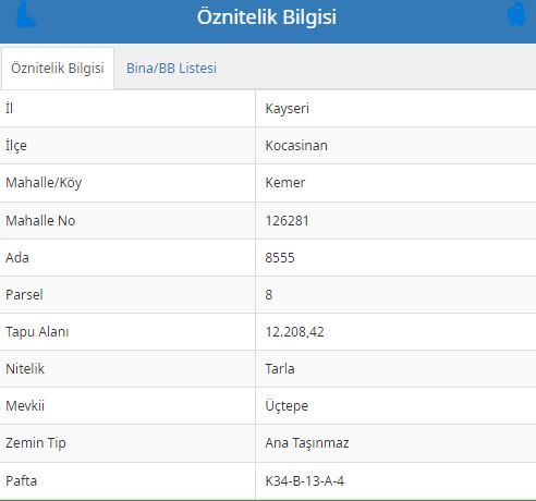 Erkilet Kemer Mah.’de 12.208 m² TEK TAPULU Satılık Tarla